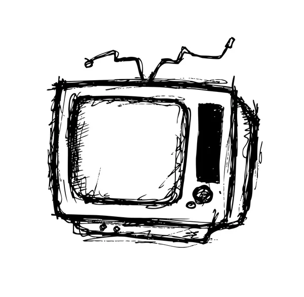 Retro televizyon doodle — Stok Vektör