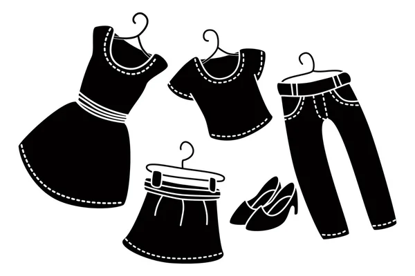 Desenhos animados roupas femininas — Vetor de Stock