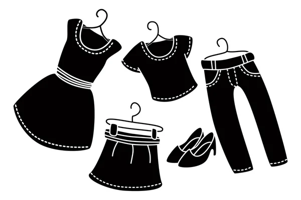 Cartoon vrouwelijke kleding — Stockvector