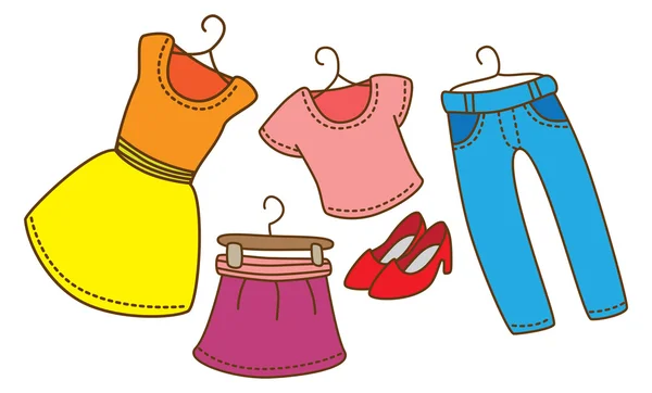 Dessin animé vêtements féminins — Image vectorielle