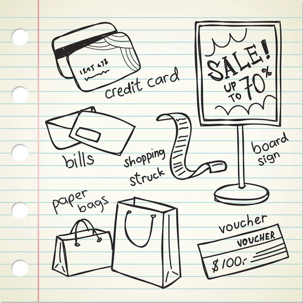 Shopping spree doodle — Stock Vector