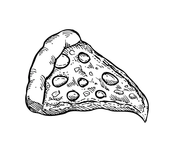 Rebanada de pizza dibujada a mano — Vector de stock