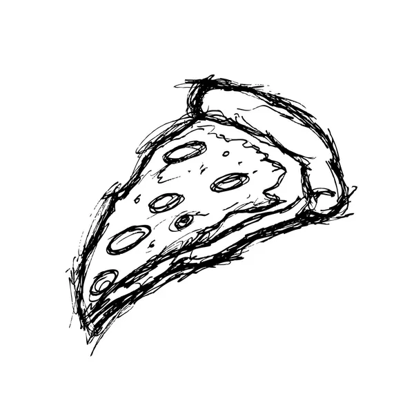 Rebanada de pizza dibujada a mano — Vector de stock