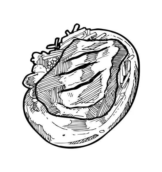 Σχηματικό μπριζόλα σε ένα πιάτο — Διανυσματικό Αρχείο