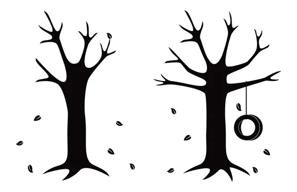 Silhuett av gamla träd — Stock vektor