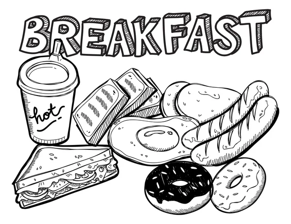 Divers petit déjeuner doodle — Image vectorielle