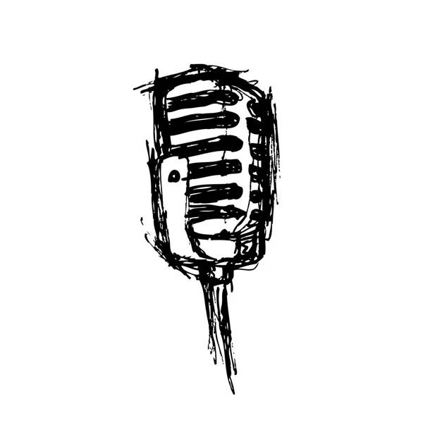 Sketchy microphone in doodle style — Stock Vector