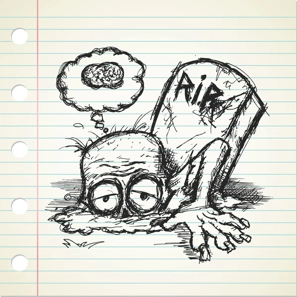 Kreslený zombie ve stylu doodle — Stockový vektor