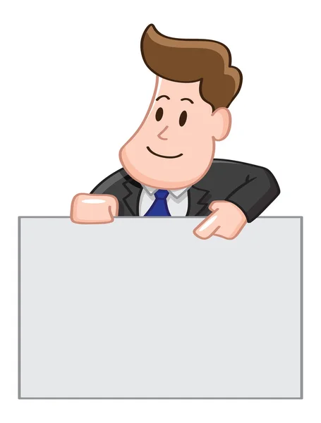 Cartoon office worker with blank board — Stock Vector