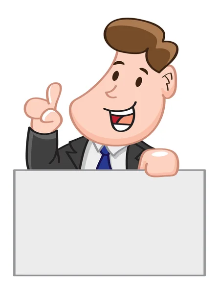 Cartoon office worker with blank board — Stock Vector