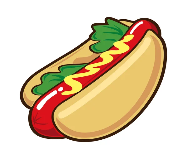 Hot dog isolato su sfondo bianco — Vettoriale Stock
