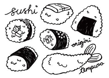 Japon yemekleri doodle