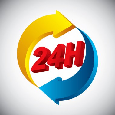 24 hours non stop icon clipart