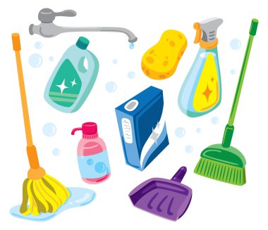 Cleaning kit icons clipart