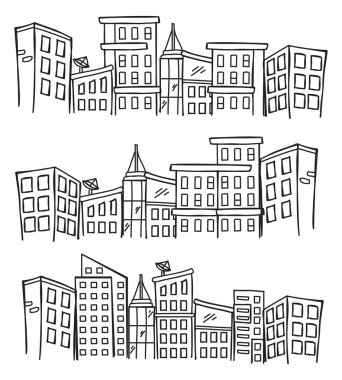 doodle tarzı şehir silueti
