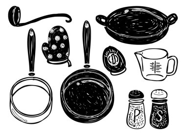 Kitchen utensil doodle clipart