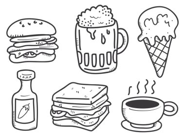 yiyecek ve içecek doodle