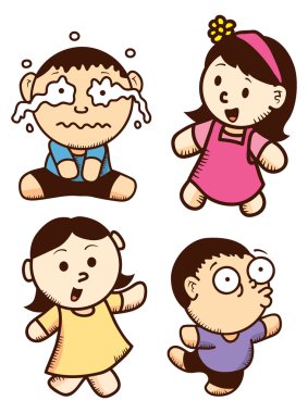 şirin çocuk ifadeler karikatür kümesi