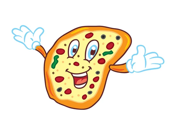 Pizza de dibujos animados con cara feliz — Vector de stock