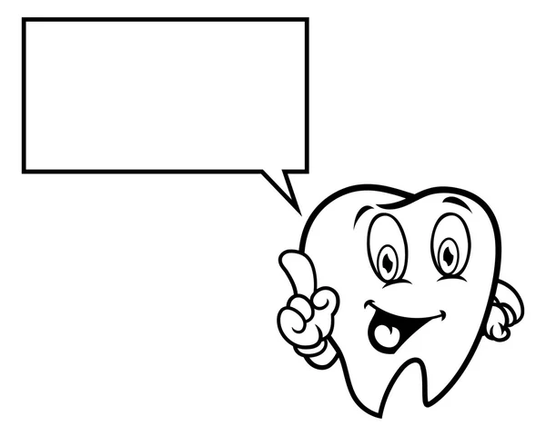 Cartoon tanden met zeepbel toespraak — Stockvector
