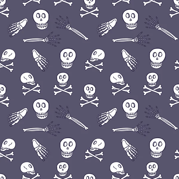Skeleton doodle seamless pattern — Stock Vector