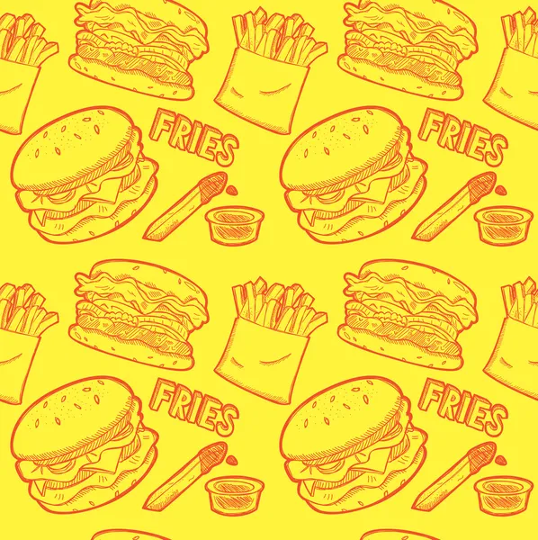Patrón de papel de embalaje de comida rápida — Archivo Imágenes Vectoriales