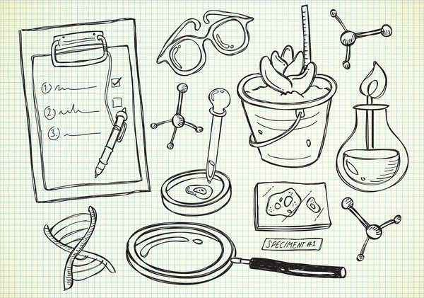 Experimento de laboratorio doodle — Vector de stock