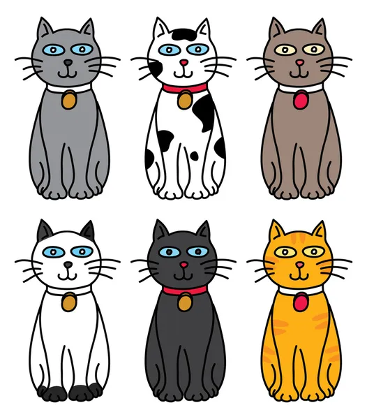 Ensemble de dessin animé mignon chat — Image vectorielle