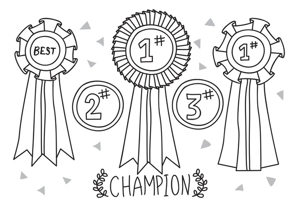 Kampioen award doodle — Stockvector