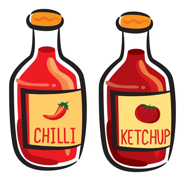 Sauce tomate et chili — Image vectorielle