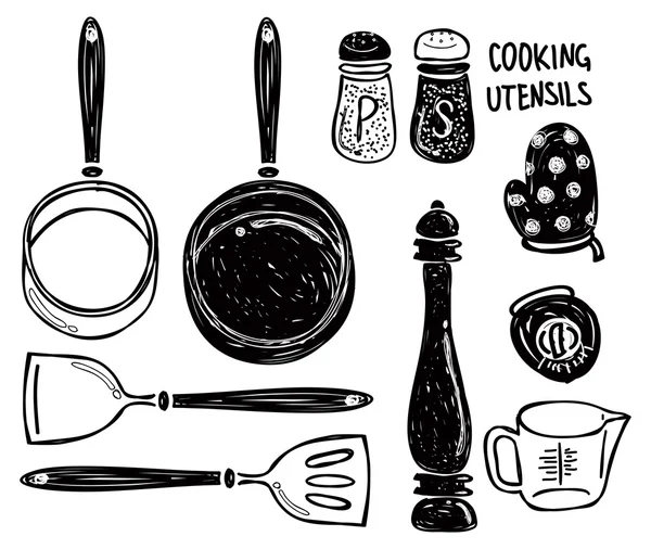 Ustensiles de cuisine doodle — Image vectorielle