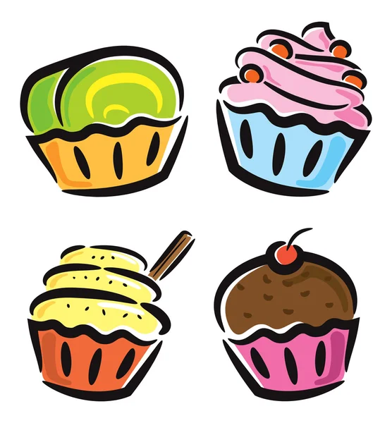 Conjunto de cupcake —  Vetores de Stock