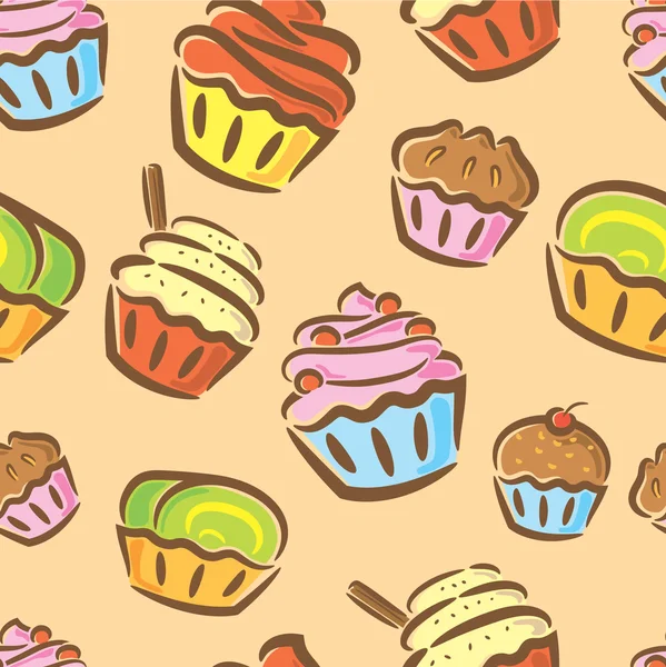 Cupcake pattern — Stock Vector