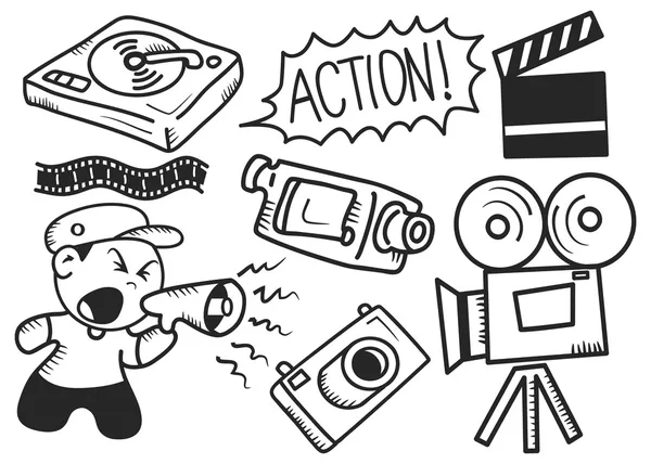 Film industrie doodle — Stockvector