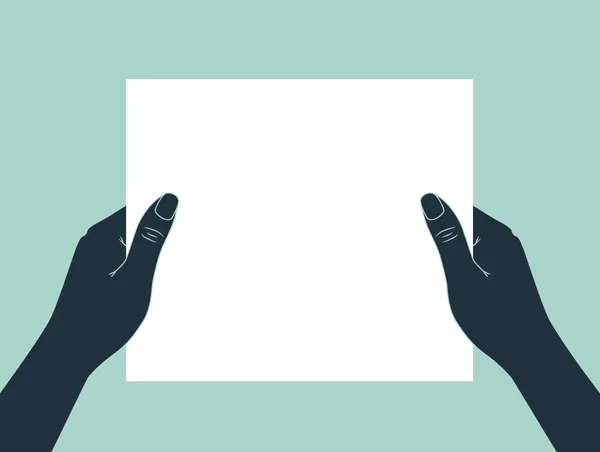 Hands holding blank paper — Stock Vector