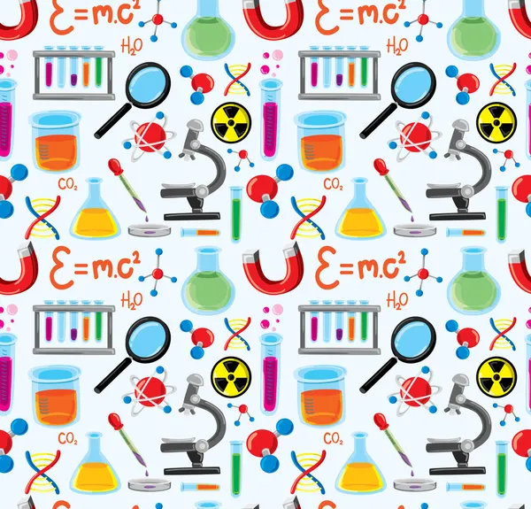 Laboratory equipment seamless background — Stock Vector