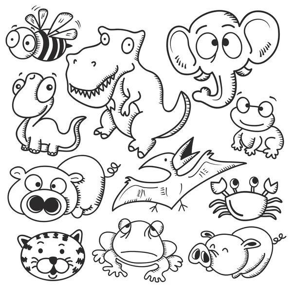 Diversos dibujos animados animales — Vector de stock