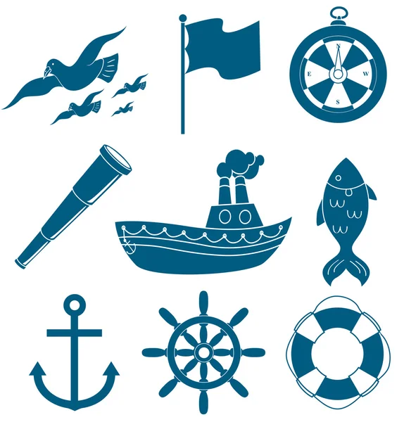 Jeu d'icônes nautiques — Image vectorielle