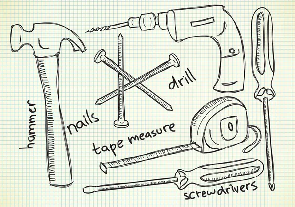 Carpenter tools doodle — Stock Illustration Carpenter tools doodle Royalty Free Stock Illustrations
