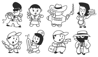 çeşitli karakter karikatür