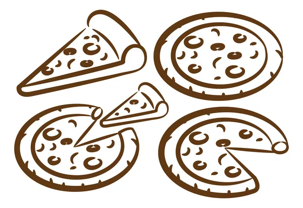 Conjunto de garabatos de pizza — Vector de stock