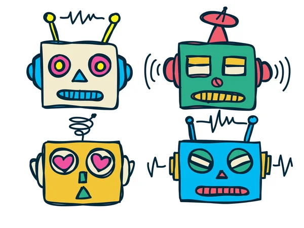 Robot cabeza de dibujos animados — Vector de stock