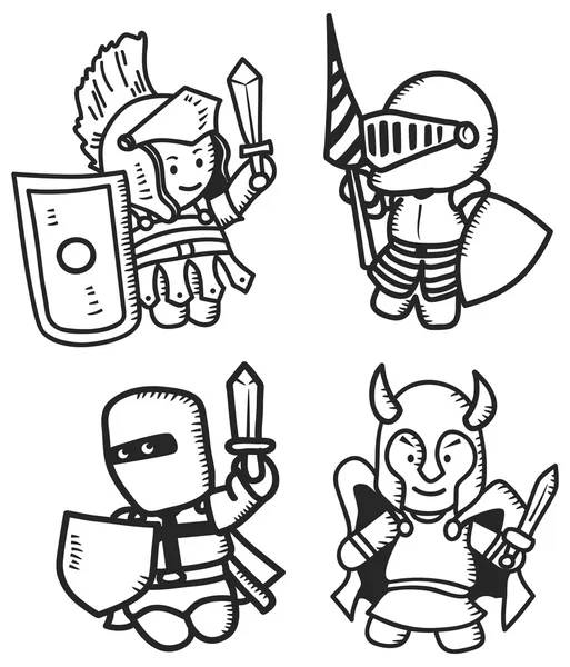 Desenhos animados de guerreiros —  Vetores de Stock