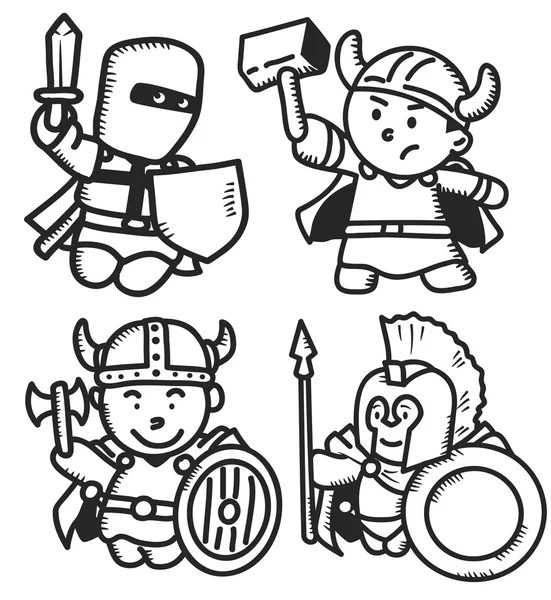 Caricatura de guerreros — Archivo Imágenes Vectoriales