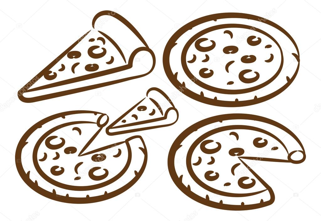 Set of pizza doodle