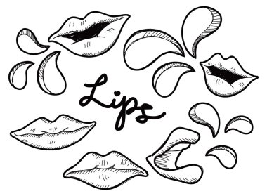 Lips doodle clipart