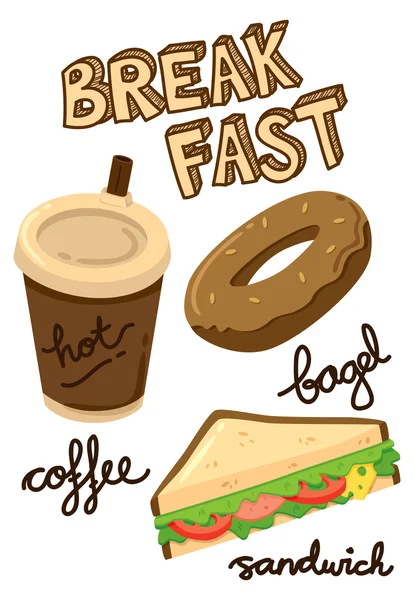 Aliments et boissons pour petit déjeuner — Image vectorielle