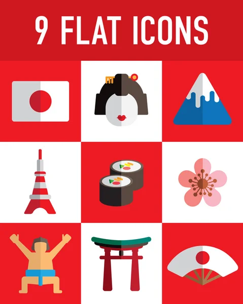Japón icono plano — Vector de stock