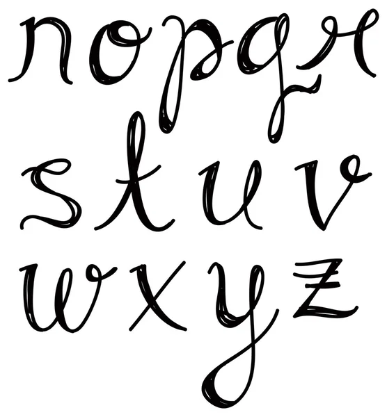 Alfabeto di script in stile doodle — Vettoriale Stock