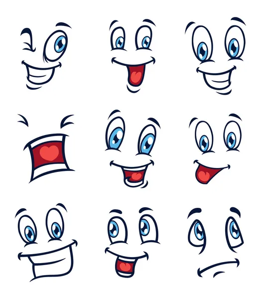 Set of cartoon face — Stock Vector